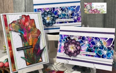 Alcohol inks Card set with Donna