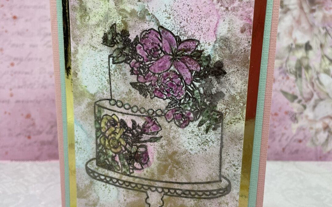 Floral Cake Alcohol Ink card with Cheryl