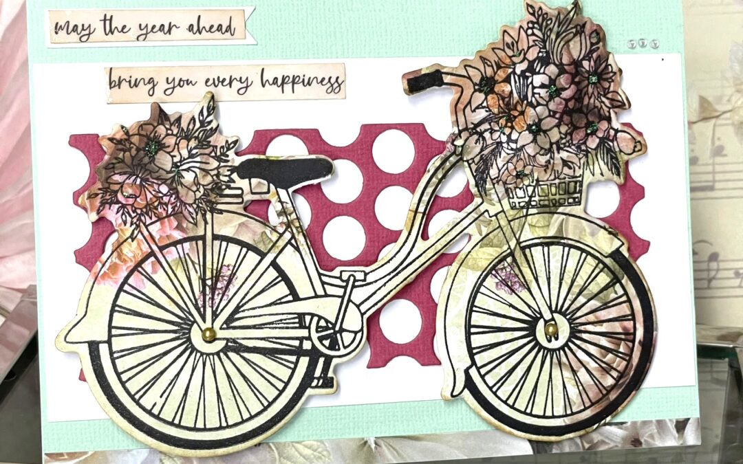 Vintage Tea Bike card with Donna