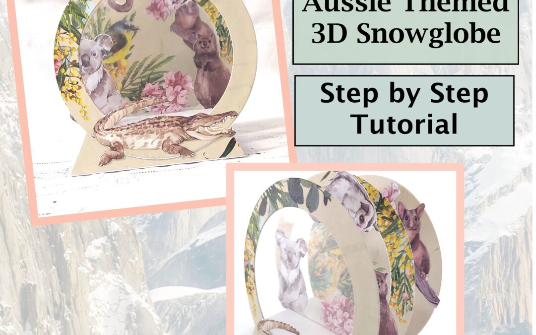 Aussie themed 3D Snowglobe card with Mary
